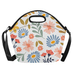 Boho Flowers And Leaves Neoprene Lunch Bag/Large (Model 1669) Neoprene Lunch Bag Plants Printed Offshore