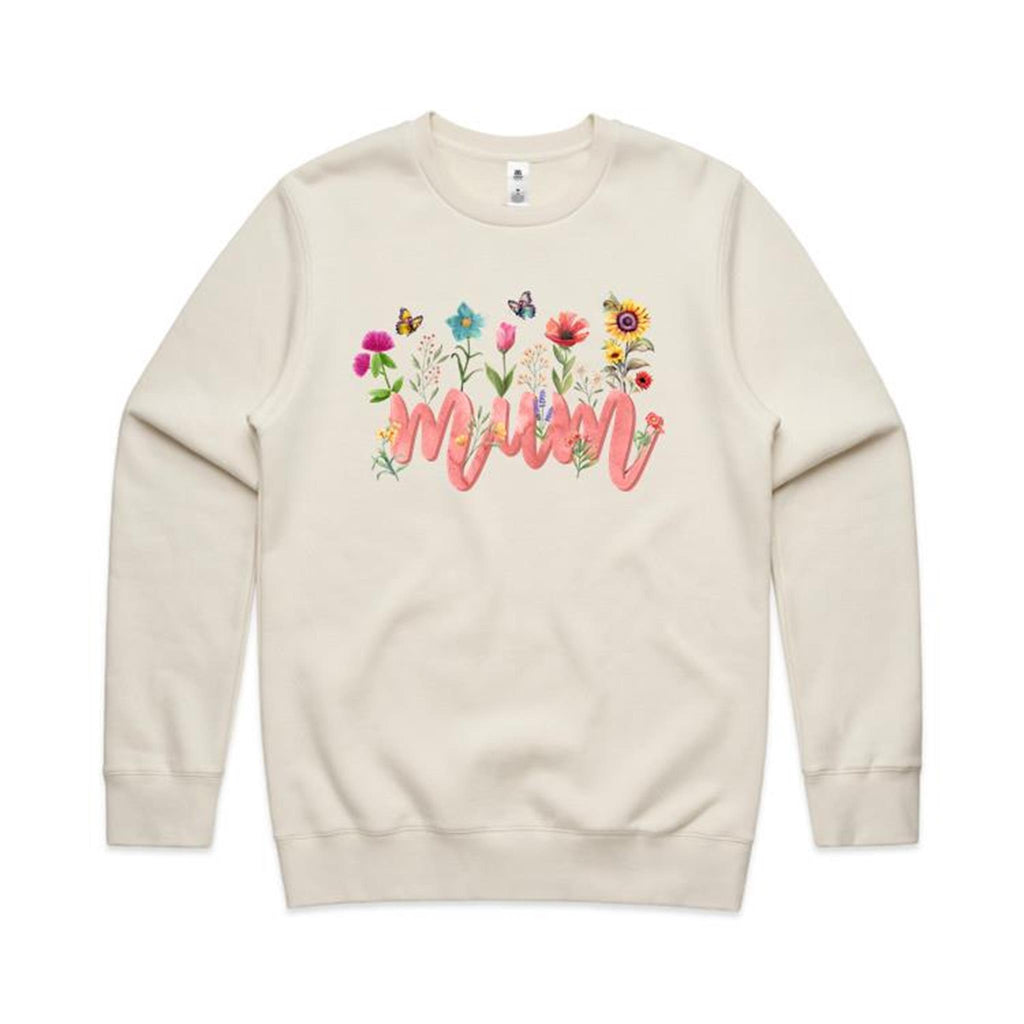 Mum, Flowers And Butterflies - As Colour Sweatshirt