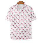 Flamingos Women's Collared Pocketless Short Sleeve Shirt