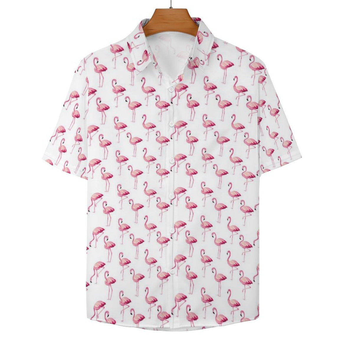Flamingos Women's Collared Pocketless Short Sleeve Shirt