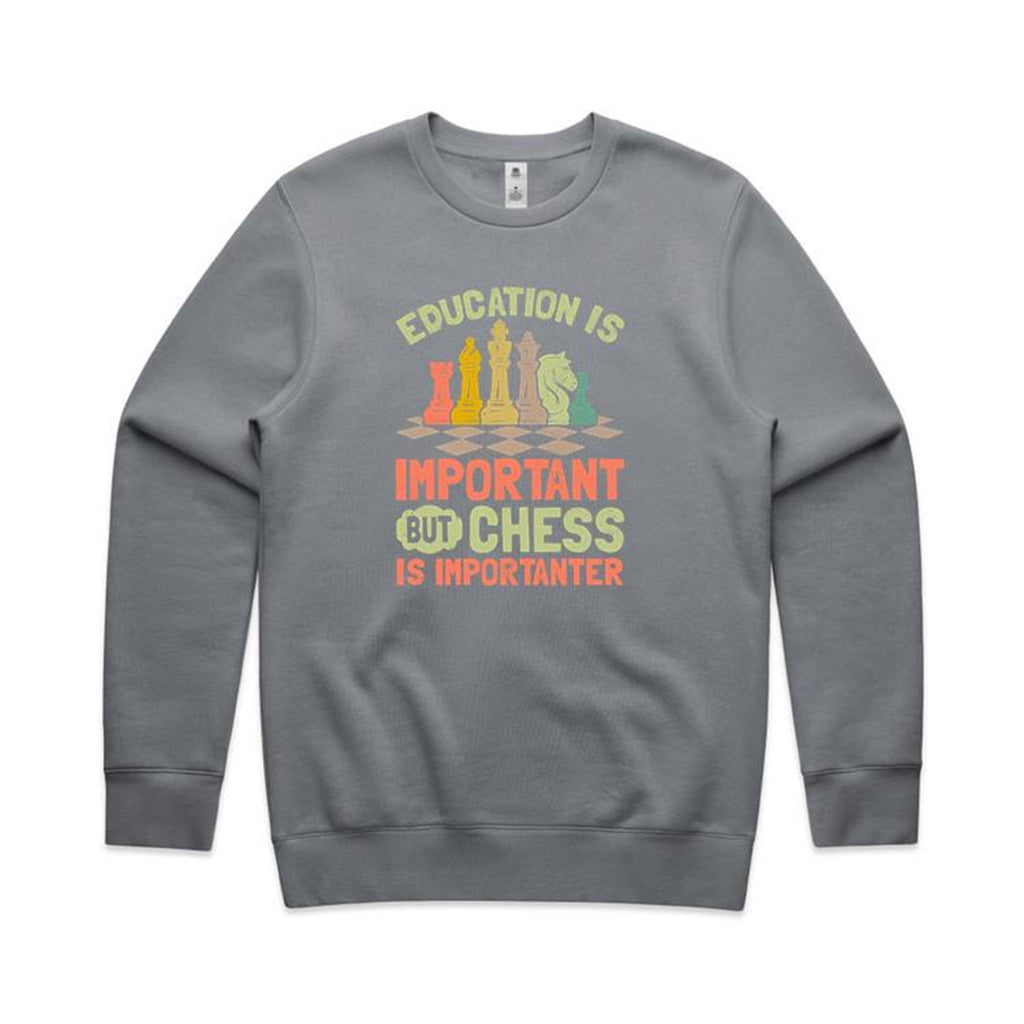Chess And Education - AS Colour Stencil Crew Sweatshirt Gravel Sweatshirt Chess Games Printed In Australia
