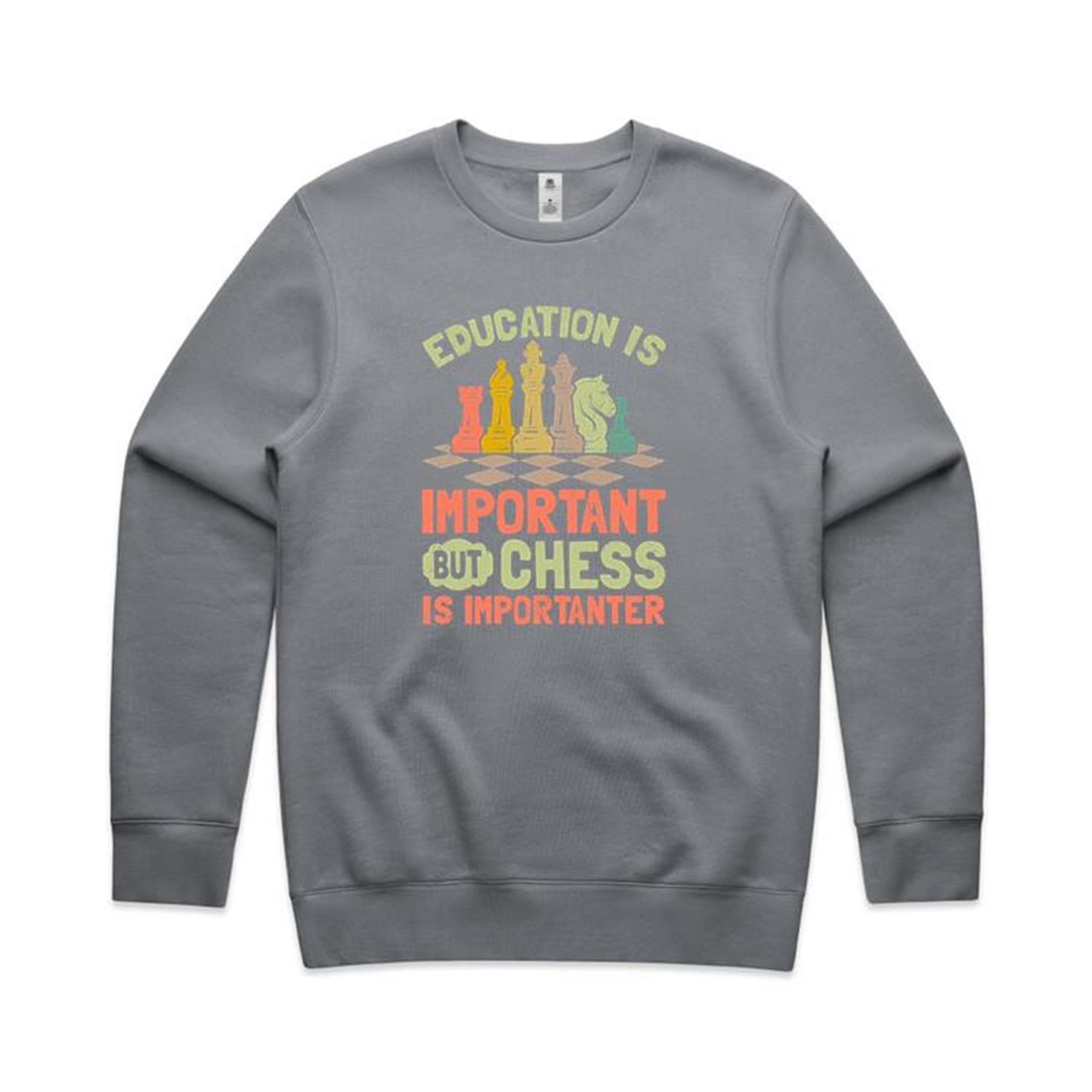 Chess And Education - AS Colour Stencil Crew Sweatshirt Gravel Sweatshirt Chess Games Printed In Australia