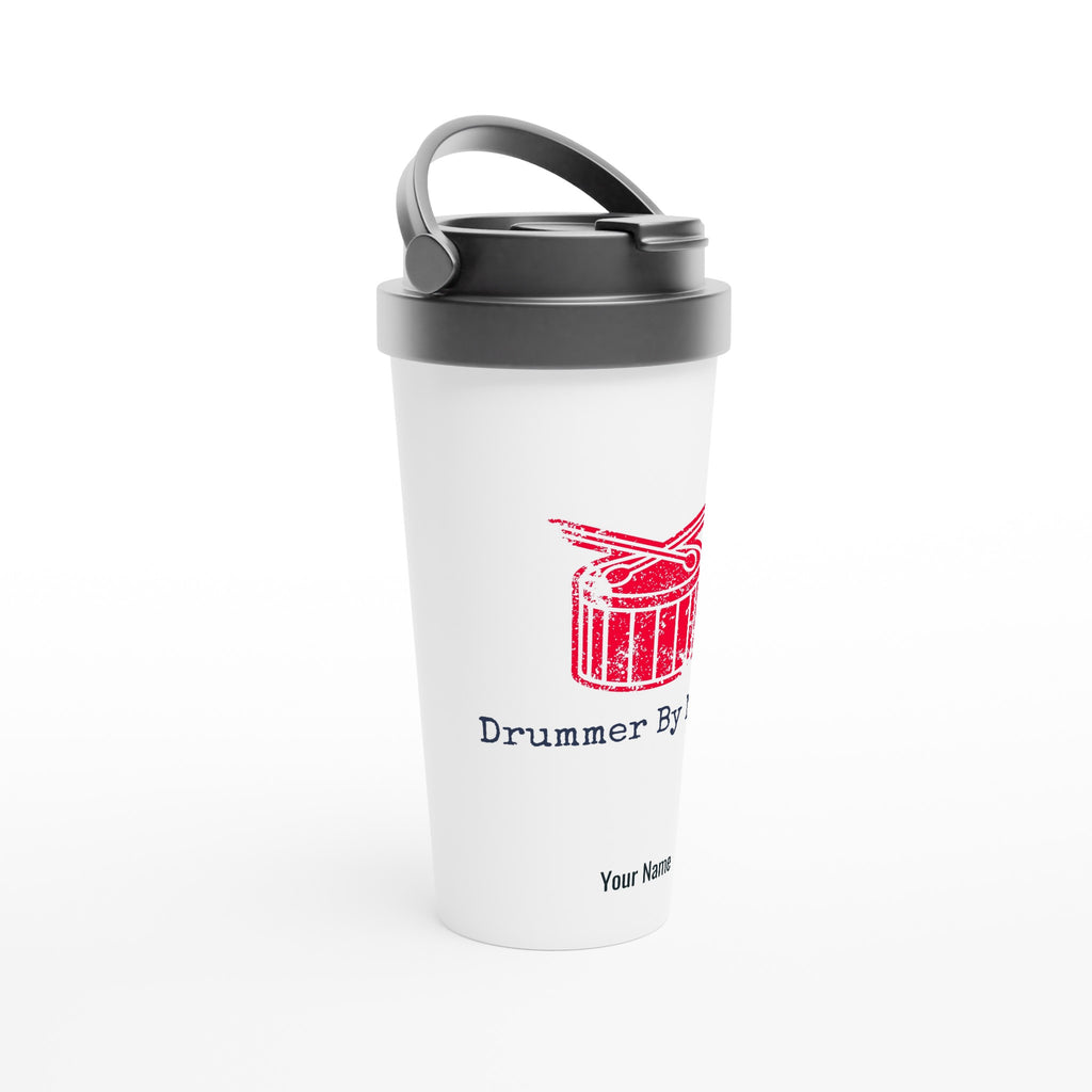 Personalised - Drummer By Night - White 15oz Stainless Steel Travel Mug Personalised Travel Mug Globally Fulfilled