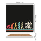 Drummer Evolution - Ceramic Coasters (Square) Ceramic Coasters Music Printed Offshore