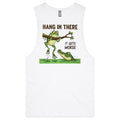 Hang In There, It Gets Worse Mens Men's AS Colour Drop Arm Tank Top White Drop Arm Tank Top animal Printed In Australia