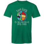 Save Earth, It's The Only Planet With Cake - Mens T-Shirt Kelly Green Mens T-shirt Environment Food Printed In Australia