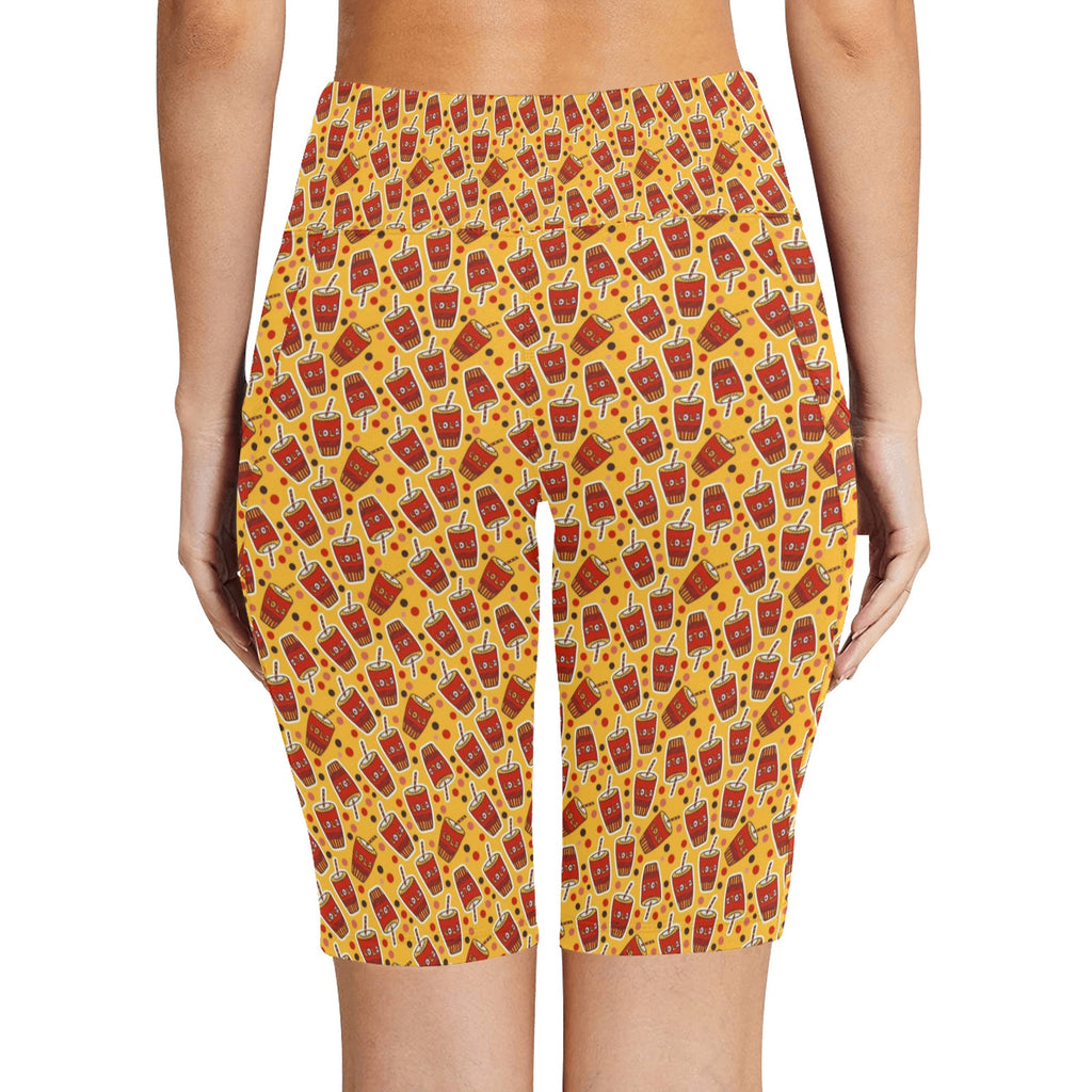 Cola Women's Bike Shorts With Side Pockets Women's Bike Shorts Food Printed Offshore