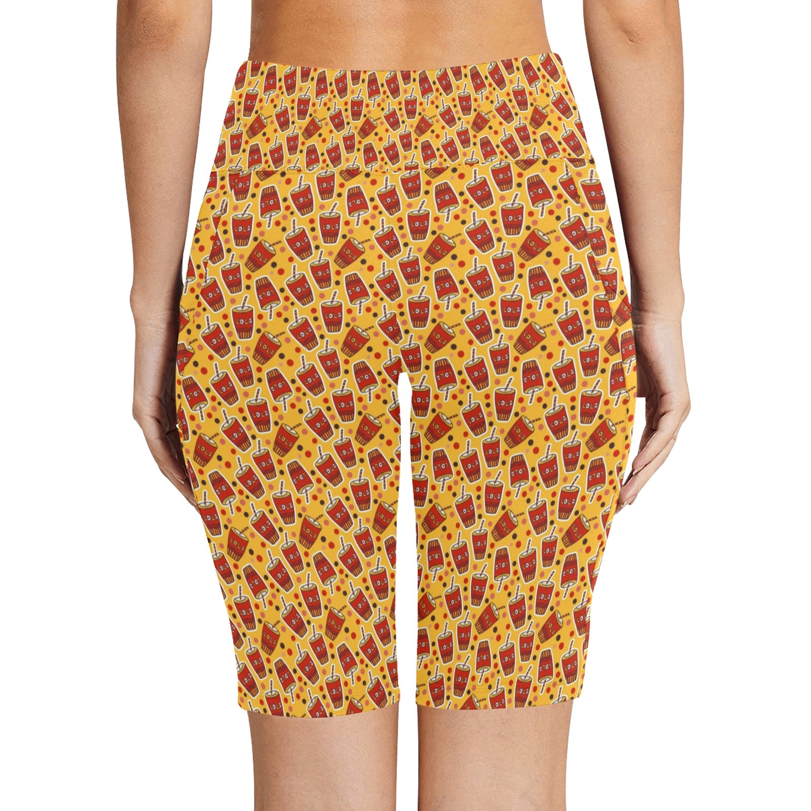 Cola Women's Bike Shorts With Side Pockets Women's Bike Shorts Food Printed Offshore