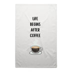 Life Begins After Coffee - AS Colour Tea Towel White One Size Tea Towel Coffee Printed In Australia