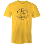 Life Is Too Short For Bad Coffee - Mens T-Shirt Yellow Mens T-shirt Coffee Printed In Australia