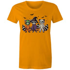 Halloween Raccoons - Womens T-shirt Orange Womens T-shirt Halloween Printed In Australia