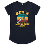 Gen X, Metal Slide Strong Women's AS Colour Scoop Neck T-Shirt Navy Womens Scoop Neck T-shirt Printed In Australia