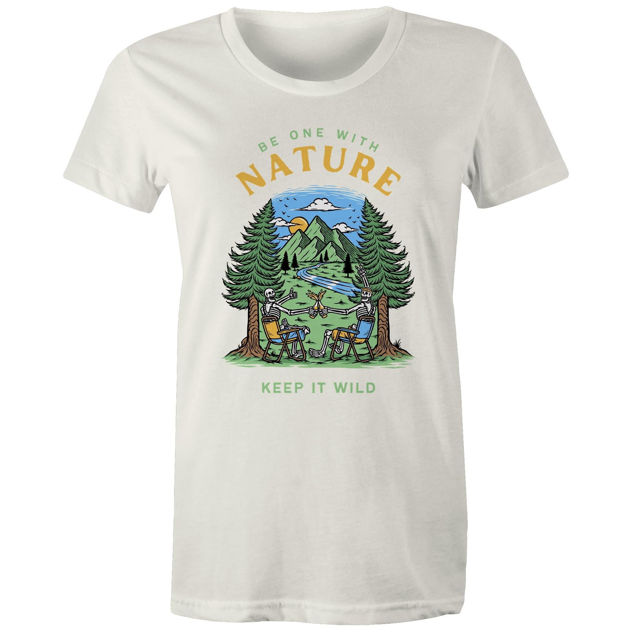 Be One With Nature, Skeletons - Womens T-shirt Natural Womens T-shirt Environment Printed In Australia