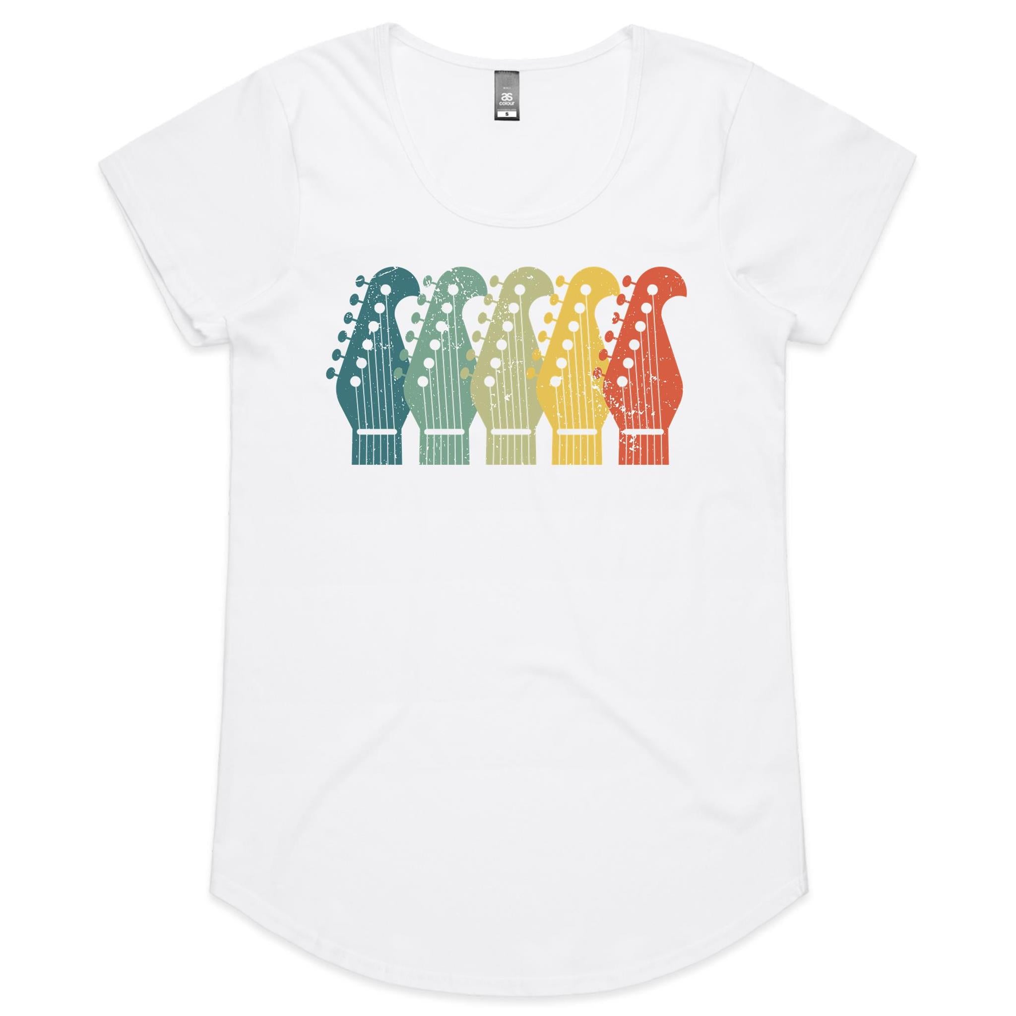 Guitar Headstock - Womens Scoop Neck T-Shirt White