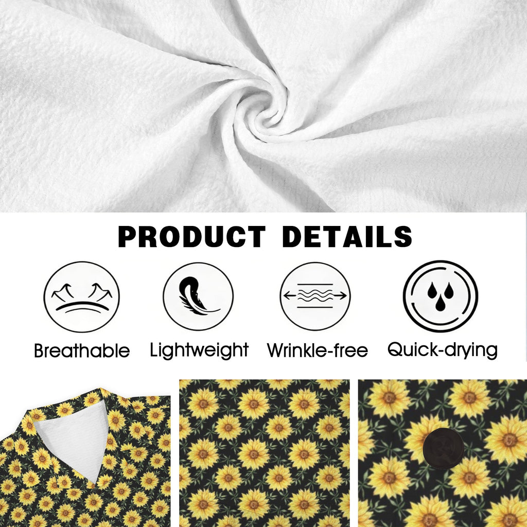 Painted Sunflower Men's Crinkle Hawaiian Shirt