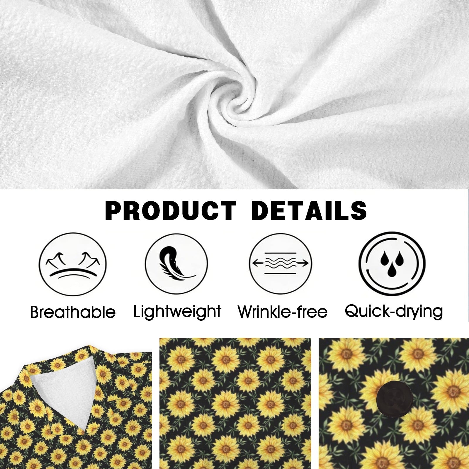 Painted Sunflower Men's Crinkle Hawaiian Shirt
