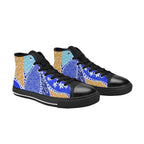 Blue Swirl - Kids High Top Canvas Shoes