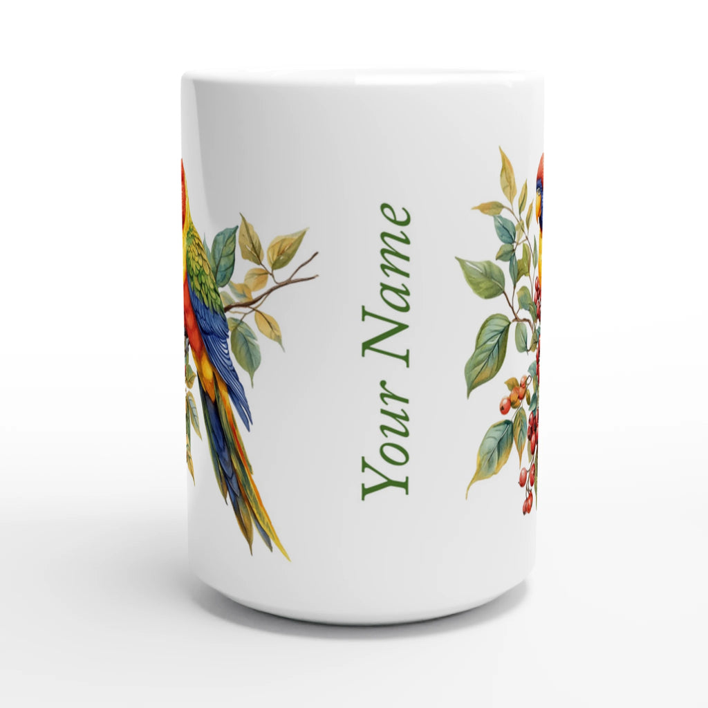 Personalise - Lorikeet, Australian Birds - White 15oz Ceramic Mug Personalised 15oz Mug animal Globally Fulfilled