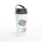 Personalised - Status : Unplugged From Social Media - White 15oz Stainless Steel Travel Mug Personalised Travel Mug Globally Fulfilled