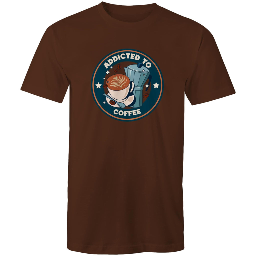 Addicted To Coffee - Mens T-Shirt Dark Chocolate Mens T-shirt Coffee Printed In Australia
