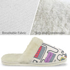 Wah Pedal Women's Fur Trim Thick-Sole Indoor Slippers Women's Fur Trimmed Slippers Music Printed Offshore