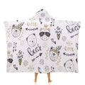 Bears Kids Hooded Blanket 100cm x 130cm white 40"×50" Kids Hooded Blanket animal Printed Offshore