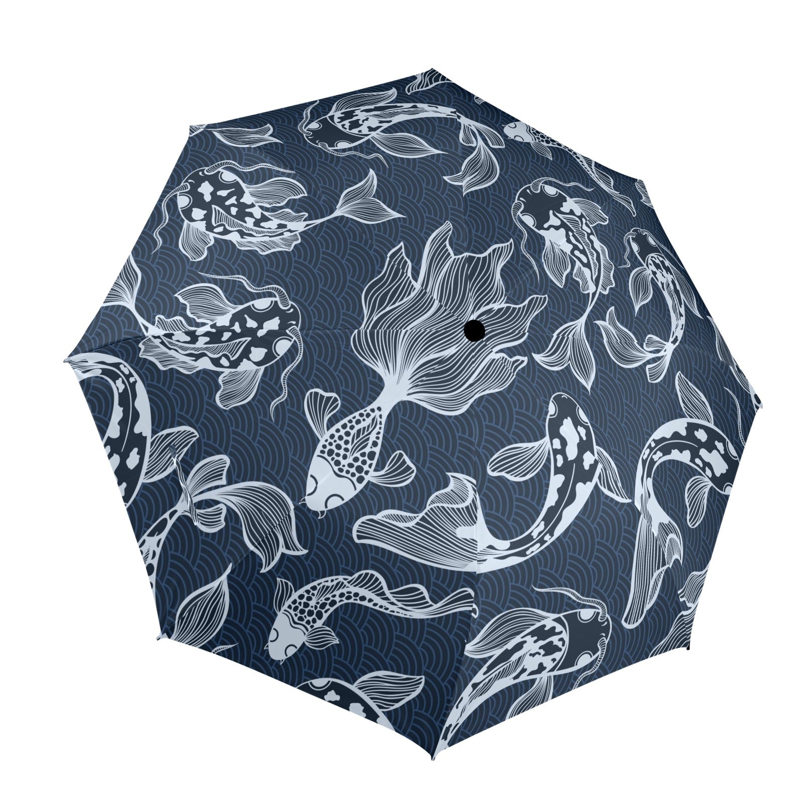 Blue Fish - Semi-Automatic Foldable Umbrella (Model U12) One Size Semi-Automatic Foldable Umbrella (U12)