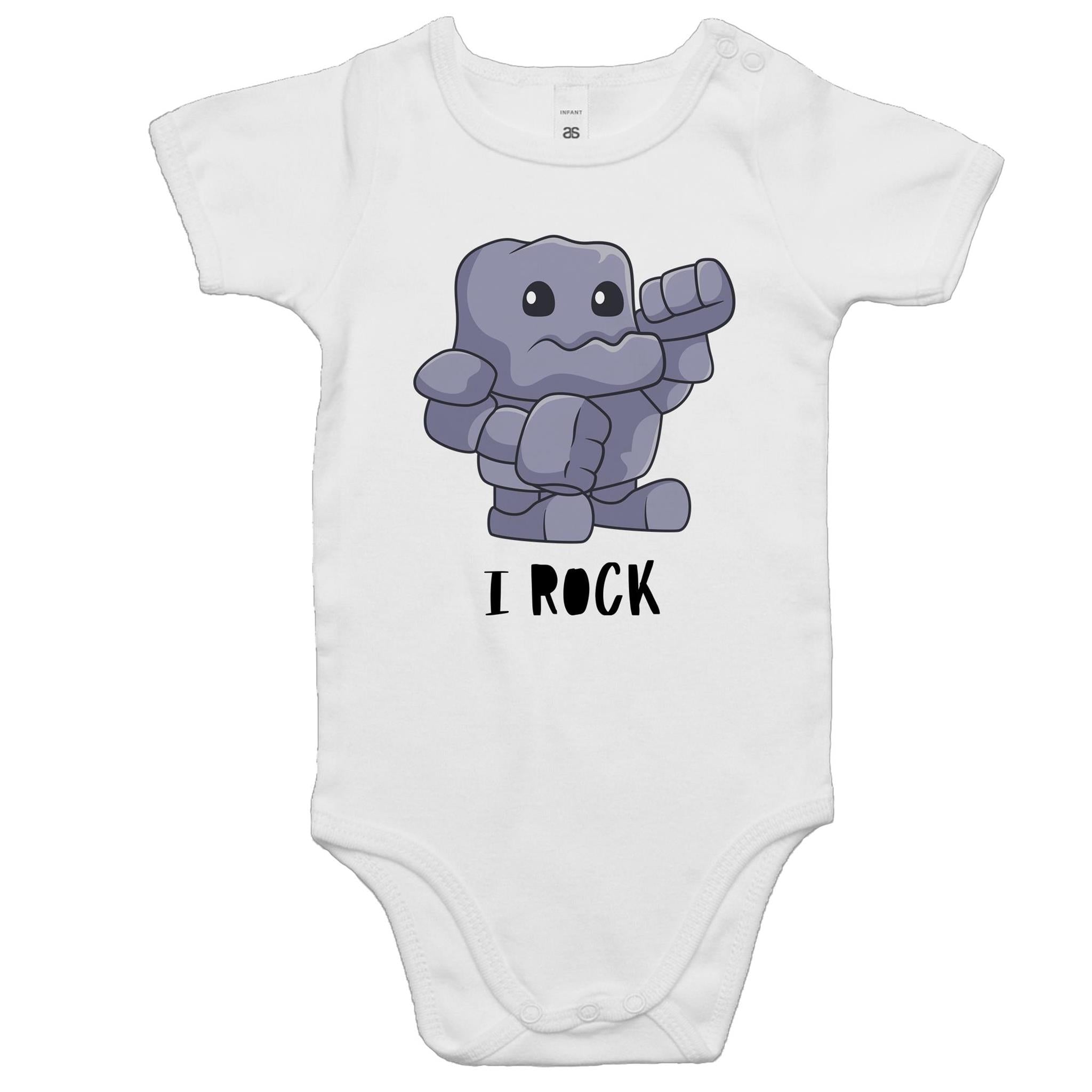 I Rock - Baby Bodysuit White Baby Bodysuit Printed In Australia