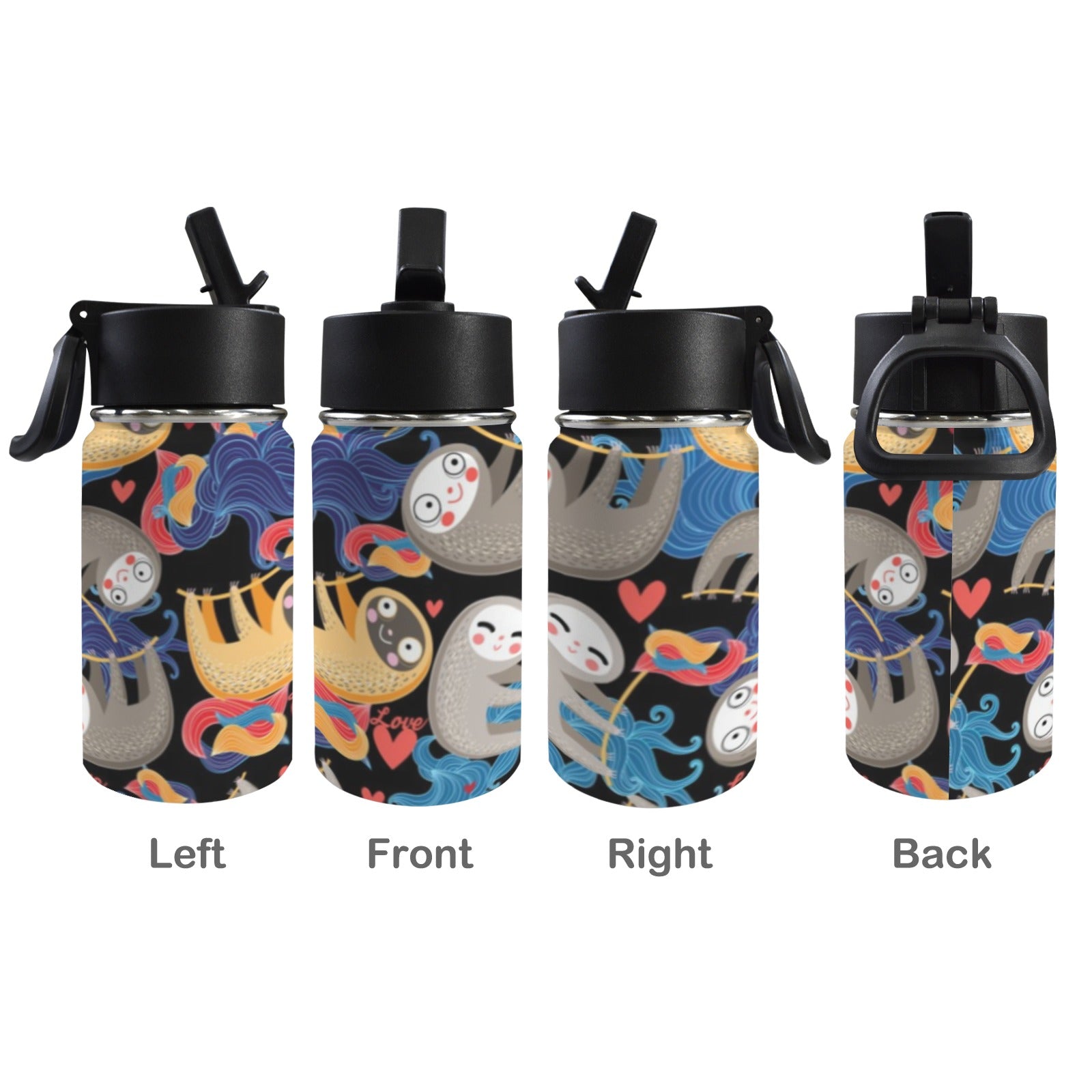 Funny Sloths 12oz Kids Water Bottle with Straw Lid