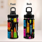 Colourful Cats - Kids Water Bottle with Chug Lid (12 oz) Kids Water Bottle with Chug Lid animal Printed Offshore