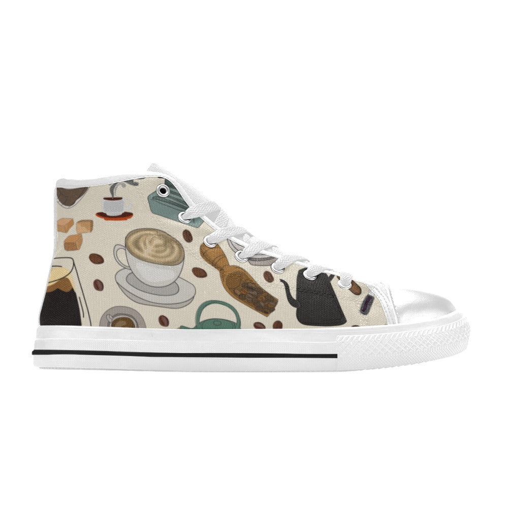 All The Coffee - Men's High Top Canvas Shoes