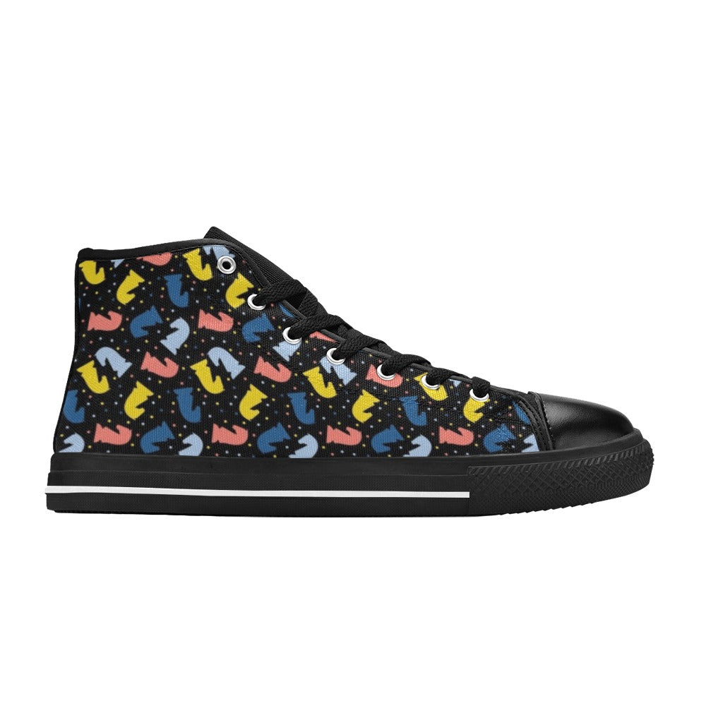 Colourful Chess Men's High Top Canvas Shoes Men's Classic High Top Canvas Shoes Chess Games Printed Offshore
