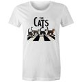 The Cats, Fab Four Crossing Road - Womens T-shirt White Womens T-shirt animal Music Printed In Australia