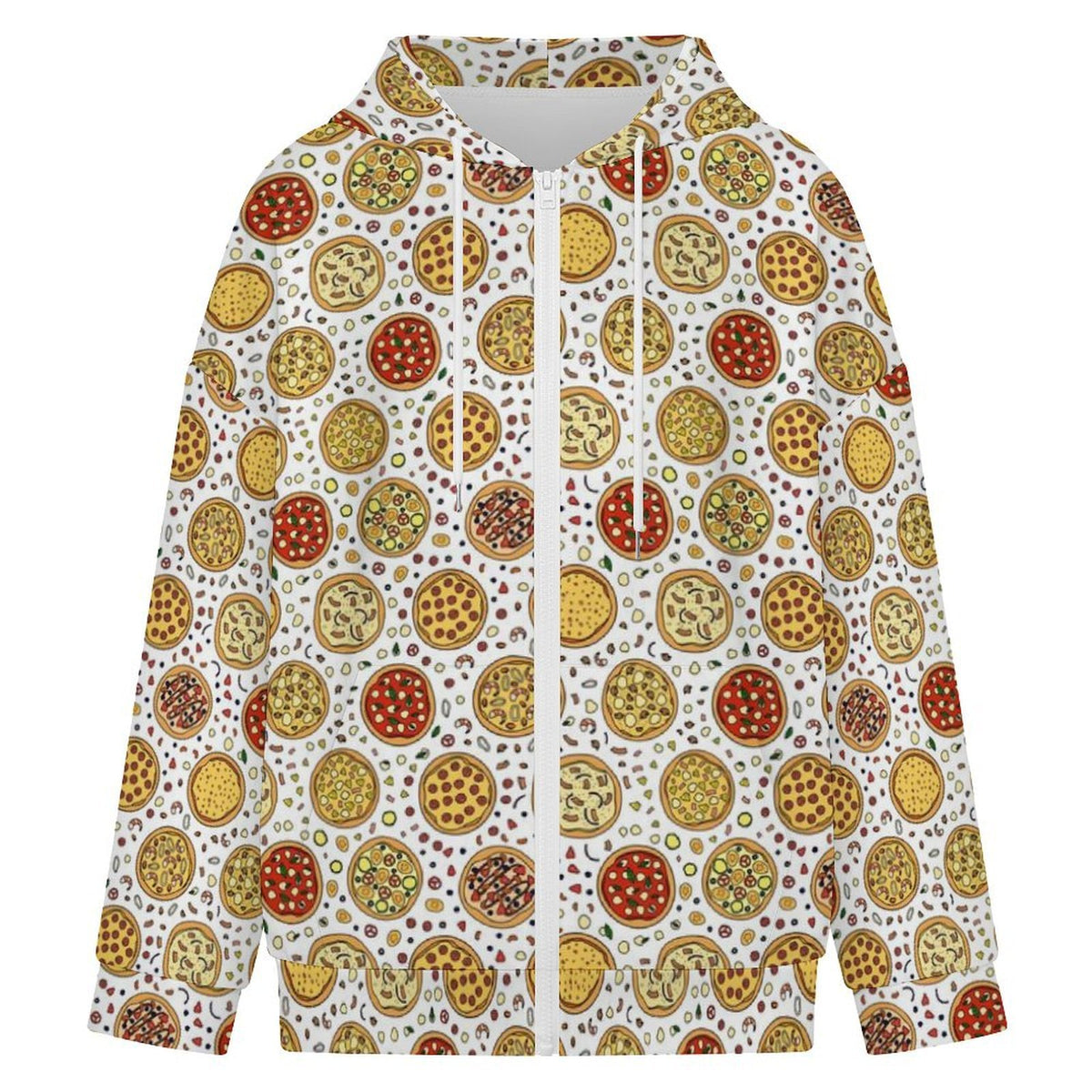 Round Pizzas On White Women's Full-Zip Hoodie