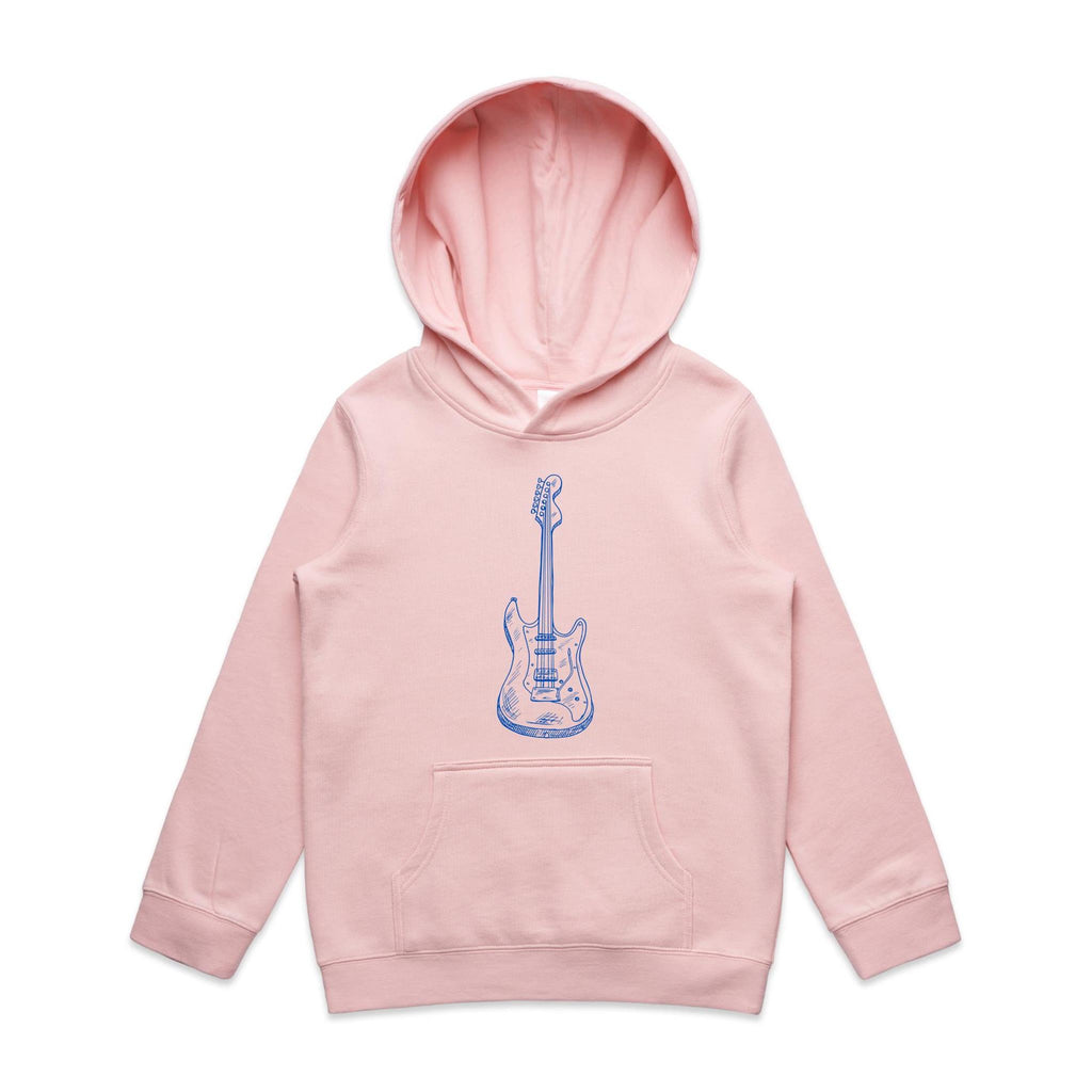 Guitar - Kids Hoodie Pink Kids Hoodie Printed In Australia