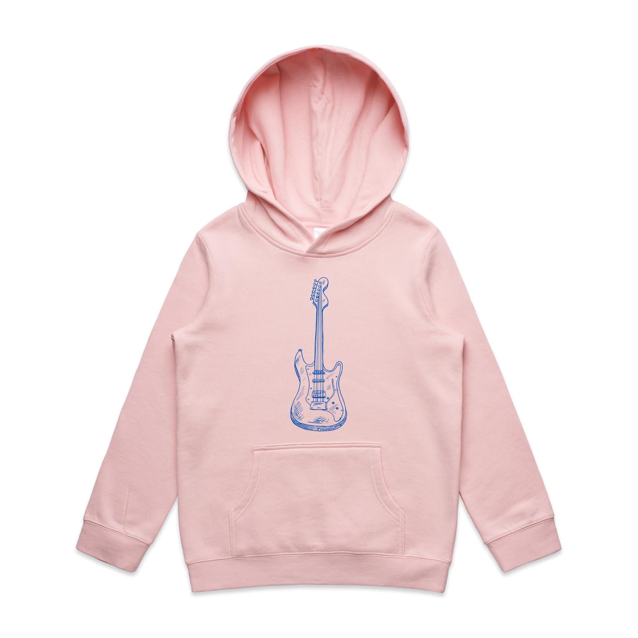 Guitar - Kids Hoodie Pink Kids Hoodie Printed In Australia