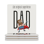 Dad, The Original Superhero - Ceramic Coasters (Square) white Ceramic Coasters Dad Printed Offshore