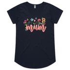 Mum, Flowers And Butterflies - Womens Scoop Neck T-Shirt