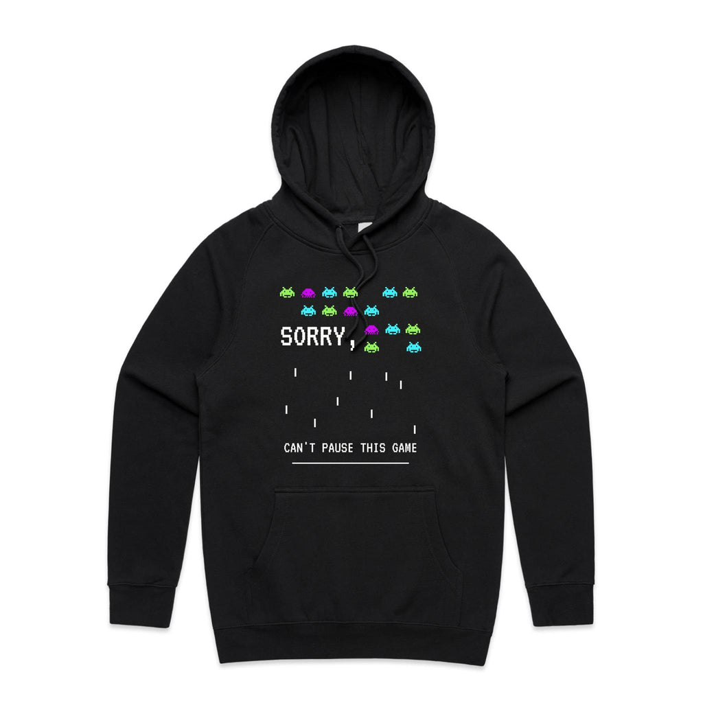 Sorry, Can't Pause This Game - Mens Hoodie Black Mens Hoodie Games Printed In Australia