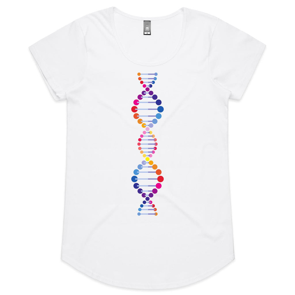 DNA - Womens Scoop Neck T-Shirt White Womens Scoop Neck T-shirt Printed In Australia Science