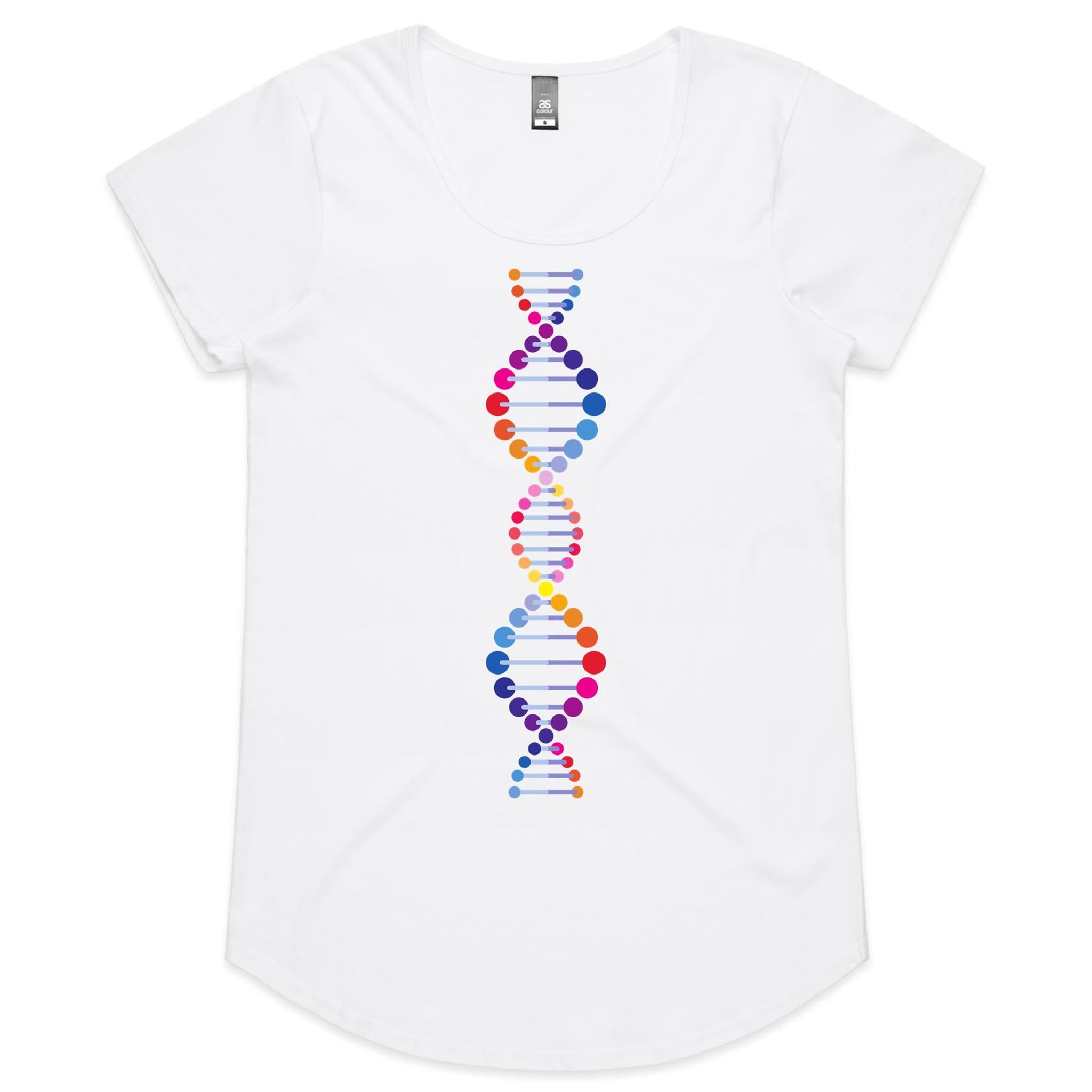 DNA - Womens Scoop Neck T-Shirt White Womens Scoop Neck T-shirt Printed In Australia Science