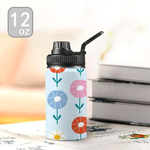 Abstract Cute Flowers Kids Water Bottle with Chug Lid (12 oz) Kids Water Bottle with Chug Lid Plants Printed Offshore