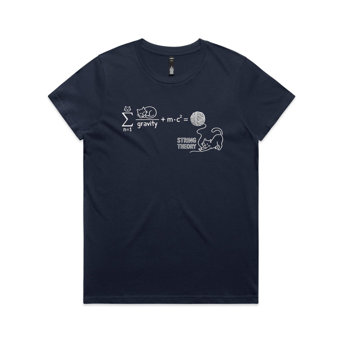 Cat String Theory Physics Women's AS Colour T-shirt Midnight Blue Womens T-shirt animal Printed In Australia Science