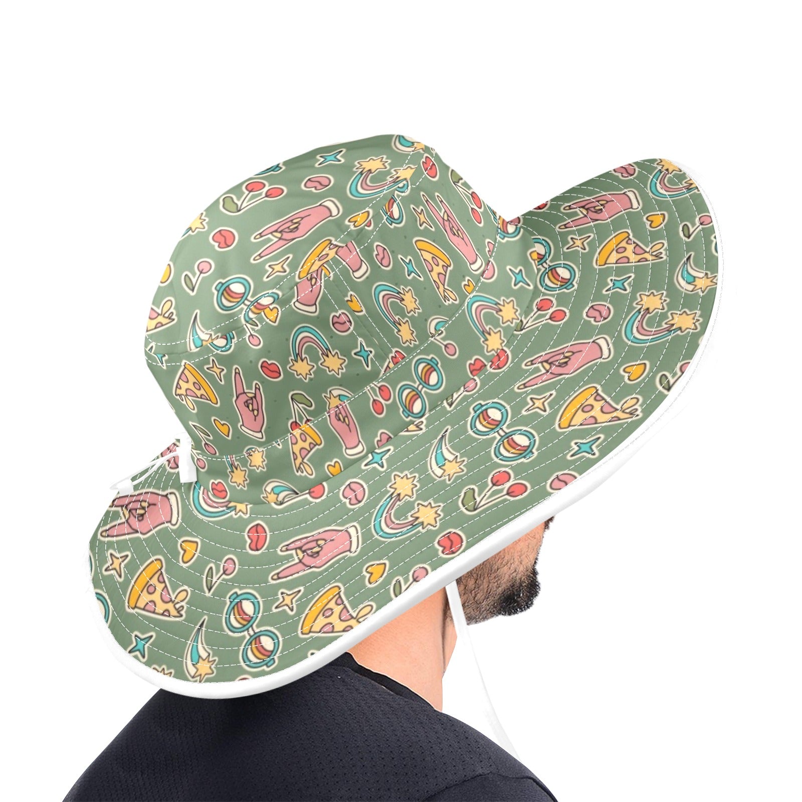 Groovy Retro Wide Brim Bucket Hat Wide Brim Bucket Hat Printed Offshore Retro
