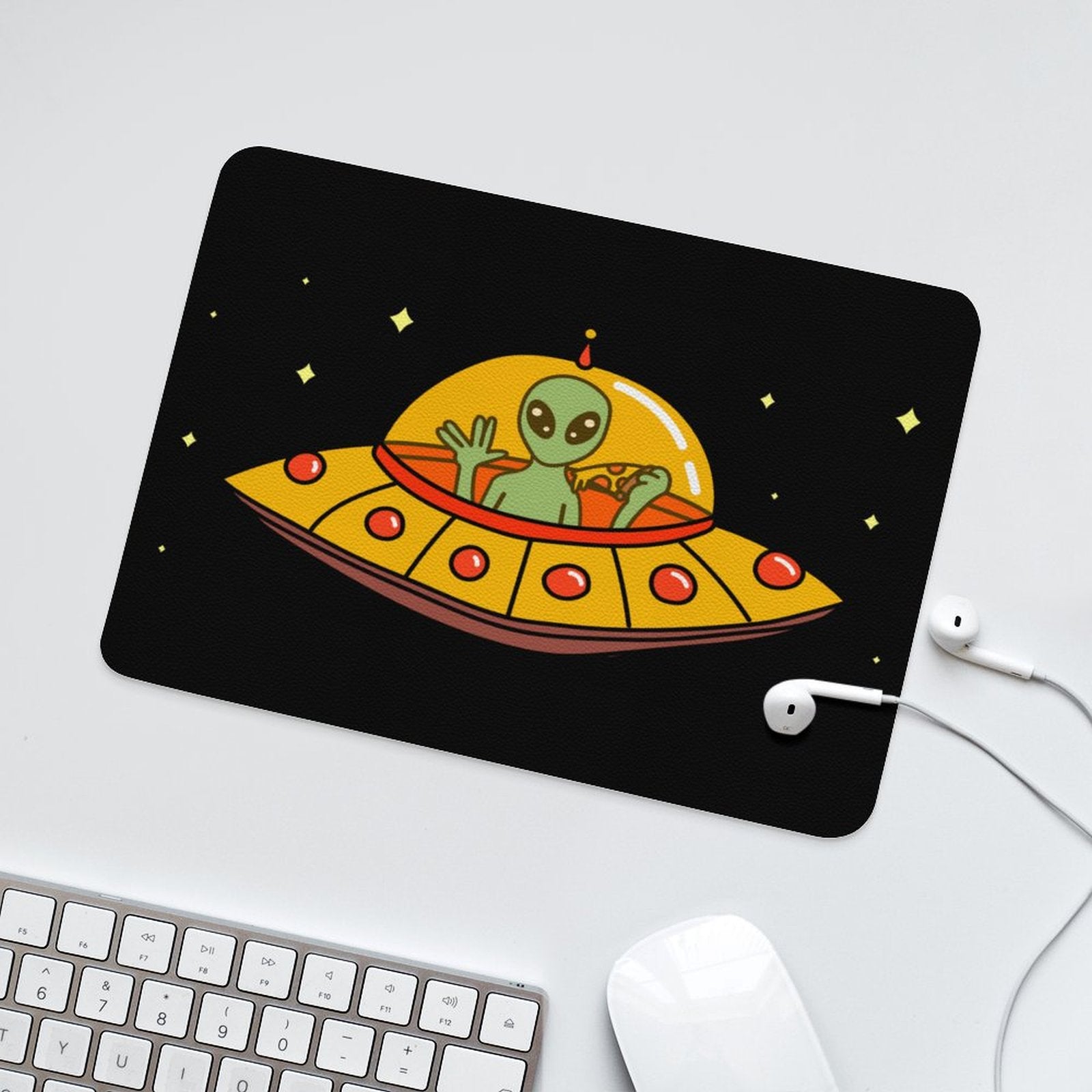 Alien Pizza - Leather Mouse Pad Leather Mouse Pad Food Printed Offshore Sci Fi