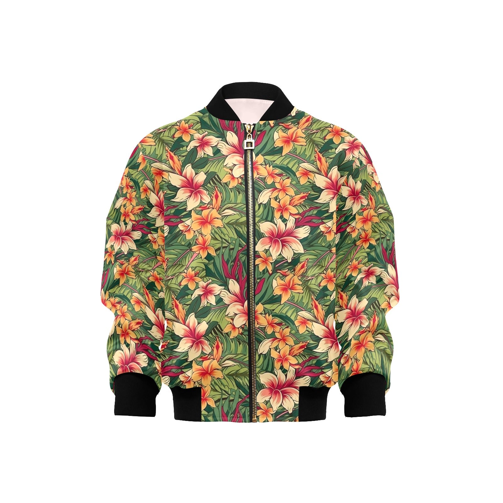 Vintage Hawaiian Floral Kids Bomber Jacket XL Kids Bomber Jacket Plants Printed Offshore