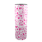 Pink Hearts On White - 20oz Tall Skinny Tumbler with Lid and Straw