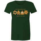 Christmas Gingerbread, Its The Sweetest Time Of The Year - Womens T-shirt Forest Green Womens Christmas T-shirt Christmas Printed In Australia