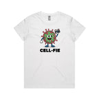 Cell-fie Cell Selfie Women's AS Colour Women's T-shirt White Womens T-shirt Printed In Australia Science