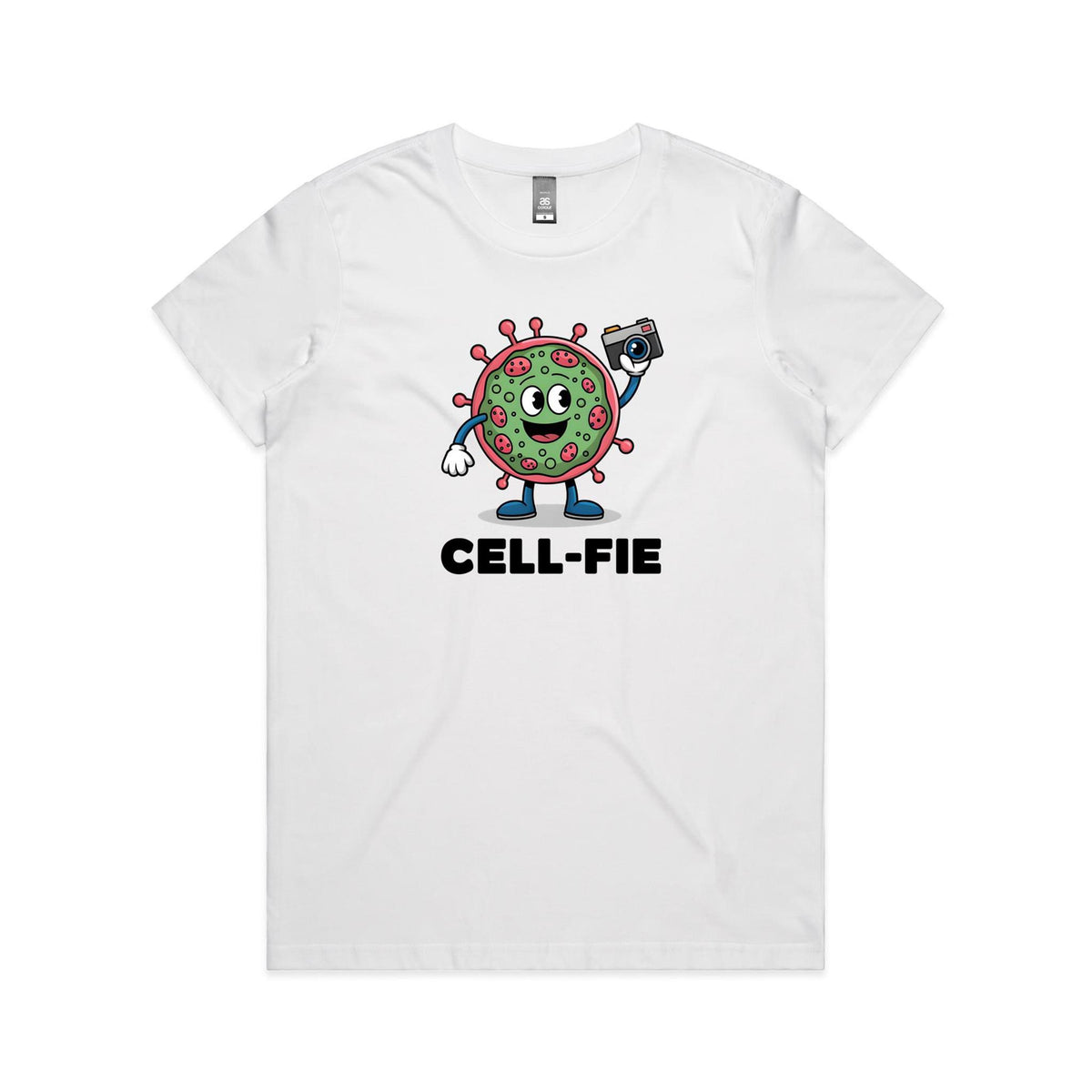 Cell-fie Cell Selfie Women's AS Colour Women's T-shirt White Womens T-shirt Printed In Australia Science